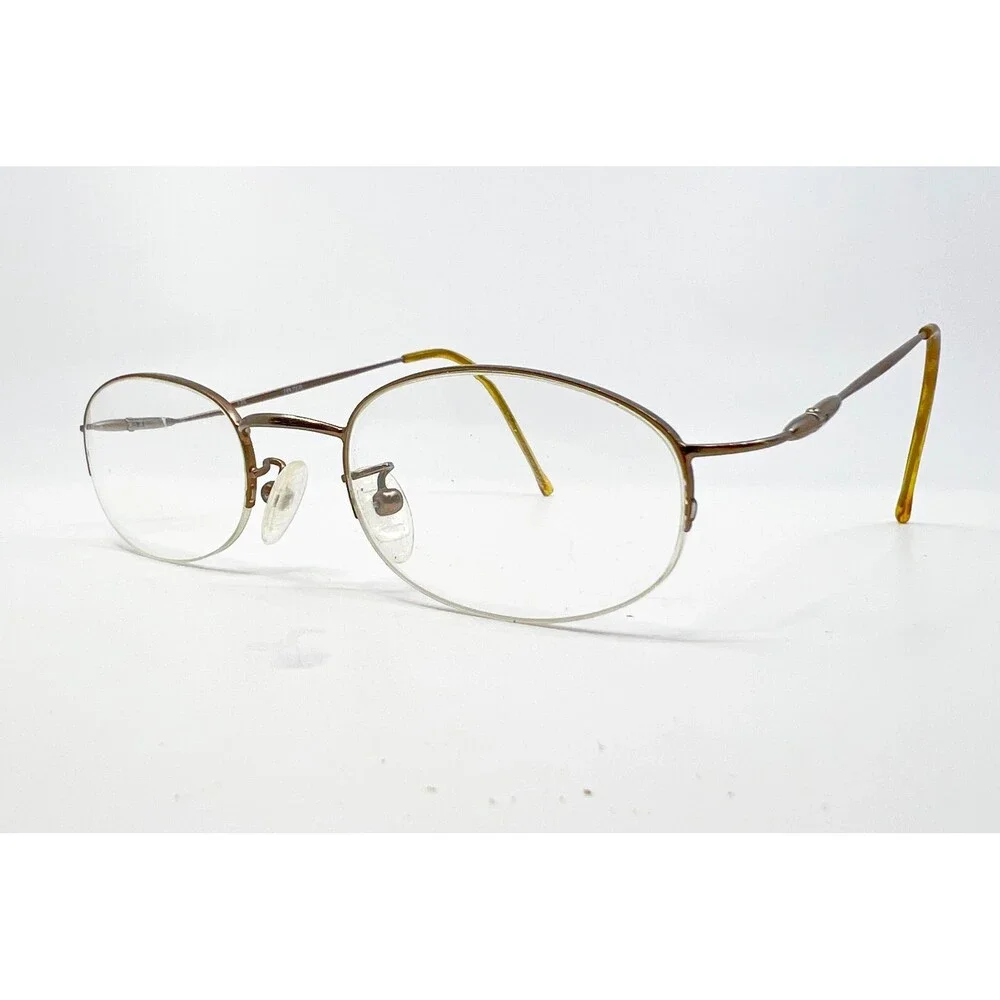 Nautica Eyeglasses Frames Mens Brown N7025 065 Oval Half Rim Italy 49-21-135